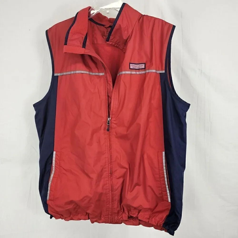Vineyard Vines Nor-Easter Vest Windproof/Waterproof Blue/Red Nylon Size Large